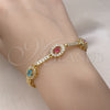 Pulsera Elegante 03.283.0240.07 Oro Laminado, con Multicolor Zirconia Cubica and Blanca Micro Pave, Pulido, Tono Dorado (06 MM Thickness, 7 Inches Length)