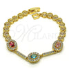 Pulsera Elegante 03.283.0240.07 Oro Laminado, con Multicolor Zirconia Cubica and Blanca Micro Pave, Pulido, Tono Dorado (06 MM Thickness, 7 Inches Length)