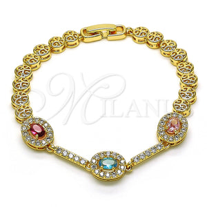 Pulsera Elegante 03.283.0240.07 Oro Laminado, con Multicolor Zirconia Cubica and Blanca Micro Pave, Pulido, Tono Dorado (06 MM Thickness, 7 Inches Length)
