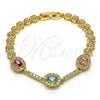 Pulsera Elegante 03.283.0240.07 Oro Laminado, con Multicolor Zirconia Cubica and Blanca Micro Pave, Pulido, Tono Dorado (06 MM Thickness, 7 Inches Length)