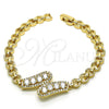Pulsera Elegante 03.283.0241.07 Oro Laminado, con Blanca Zirconia Cubica and Blanca Micro Pave, Pulido, Tono Dorado (06 MM Thickness, 7 Inches Length)