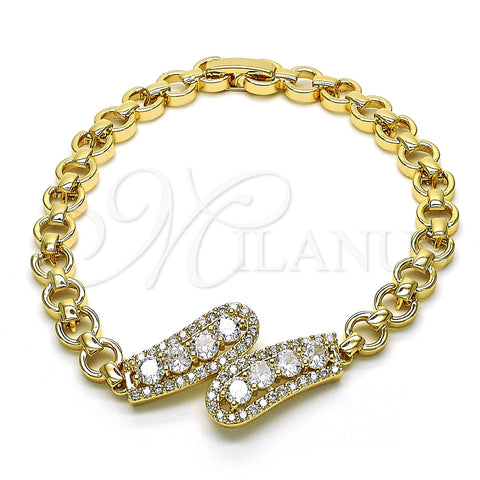 Pulsera Elegante 03.283.0241.07 Oro Laminado, con Blanca Zirconia Cubica and Blanca Micro Pave, Pulido, Tono Dorado (06 MM Thickness, 7 Inches Length)