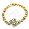 Pulsera Elegante 03.283.0241.07 Oro Laminado, con Blanca Zirconia Cubica and Blanca Micro Pave, Pulido, Tono Dorado (06 MM Thickness, 7 Inches Length)