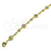 Tobillera Elegante 03.213.0145.10 Oro Laminado, Diseño de Llave y Corazón, Esmaltado Azul, Tono Dorado (08 MM Thickness, 10 Inches Length)