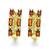 Argolla Huggie 02.210.0730.1.15 Oro Laminado, Diseño de Baguette, con Granate Zirconia Cubica, Pulido, Tono Dorado