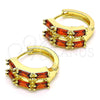 Argolla Huggie 02.210.0730.1.15 Oro Laminado, Diseño de Baguette, con Granate Zirconia Cubica, Pulido, Tono Dorado