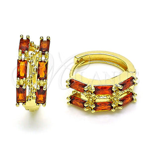 Argolla Huggie 02.210.0730.1.15 Oro Laminado, Diseño de Baguette, con Granate Zirconia Cubica, Pulido, Tono Dorado
