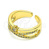 Anillo Multi Piedra 01.102.0004 Oro Laminado, con Blanca Zirconia Cubica and Blanca Micro Pave, Pulido, Tono Dorado (One size fits all)