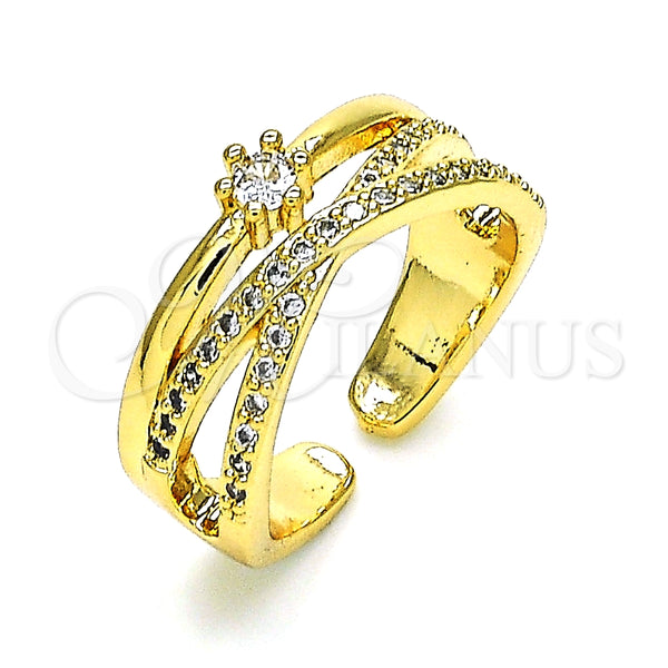 Anillo Multi Piedra 01.102.0004 Oro Laminado, con Blanca Zirconia Cubica and Blanca Micro Pave, Pulido, Tono Dorado (One size fits all)