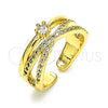Anillo Multi Piedra 01.102.0004 Oro Laminado, con Blanca Zirconia Cubica and Blanca Micro Pave, Pulido, Tono Dorado (One size fits all)