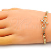 Pulsera Elegante 03.341.0171.08 Oro Laminado, Diseño de Infinito, con Blanca Zirconia Cubica and Blanca Micro Pave, Pulido, Tono Dorado (04 MM Thickness, 8 Inches Length)