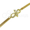 Pulsera Elegante 03.341.0171.08 Oro Laminado, Diseño de Infinito, con Blanca Zirconia Cubica and Blanca Micro Pave, Pulido, Tono Dorado (04 MM Thickness, 8 Inches Length)