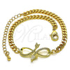 Pulsera Elegante 03.341.0171.08 Oro Laminado, Diseño de Infinito, con Blanca Zirconia Cubica and Blanca Micro Pave, Pulido, Tono Dorado (04 MM Thickness, 8 Inches Length)