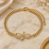 Pulsera Elegante 03.341.0171.08 Oro Laminado, Diseño de Infinito, con Zirconia Cubica Blanca y Micro Pave Blanca, Pulido, Tono Dorado (Grosor 04 MM, 8 Pulgadas de Largo)