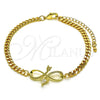 Pulsera Elegante 03.341.0171.08 Oro Laminado, Diseño de Infinito, con Blanca Zirconia Cubica and Blanca Micro Pave, Pulido, Tono Dorado (04 MM Thickness, 8 Inches Length)