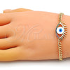 Pulsera Elegante 03.341.0175.08 Oro Laminado, Diseño de Ojo Griego, con Multicolor Micro Pave, Esmaltado Blanco, Tono Dorado (04 MM Thickness, 8 Inches Length)