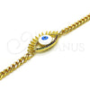 Pulsera Elegante 03.341.0175.08 Oro Laminado, Diseño de Ojo Griego, con Multicolor Micro Pave, Esmaltado Blanco, Tono Dorado (04 MM Thickness, 8 Inches Length)
