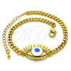 Pulsera Elegante 03.341.0175.08 Oro Laminado, Diseño de Ojo Griego, con Multicolor Micro Pave, Esmaltado Blanco, Tono Dorado (04 MM Thickness, 8 Inches Length)