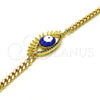 Pulsera Elegante 03.341.0175.1.08 Oro Laminado, Diseño de Ojo Griego, con Multicolor Micro Pave, Esmaltado Azul, Tono Dorado (04 MM Thickness, 8 Inches Length)
