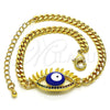 Pulsera Elegante 03.341.0175.1.08 Oro Laminado, Diseño de Ojo Griego, con Multicolor Micro Pave, Esmaltado Azul, Tono Dorado (04 MM Thickness, 8 Inches Length)