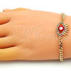 Pulsera Elegante 03.341.0176.08 Oro Laminado, Diseño de Ojo Griego, con Multicolor Micro Pave, Esmaltado Rojo, Tono Dorado (04 MM Thickness, 8 Inches Length)