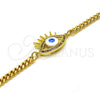 Pulsera Elegante 03.341.0176.1.08 Oro Laminado, Diseño de Ojo Griego, con Multicolor Micro Pave, Esmaltado Blanco, Tono Dorado (04 MM Thickness, 8 Inches Length)