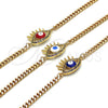 Pulsera Elegante 03.341.0176.1.08 Oro Laminado, Diseño de Ojo Griego, con Multicolor Micro Pave, Esmaltado Blanco, Tono Dorado (04 MM Thickness, 8 Inches Length)