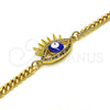 Pulsera Elegante 03.341.0176.2.08 Oro Laminado, Diseño de Ojo Griego, con Multicolor Micro Pave, Esmaltado Azul, Tono Dorado (04 MM Thickness, 8 Inches Length)