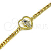 Pulsera Elegante 03.341.0177.08 Oro Laminado, Diseño de Corazón y Mano de Dios, con Micro Pave Blanca y Zirconia Cubica Zafiro Azul, Pulido, Tono Dorado (Grosor 04 MM, 8 Pulgadas de Largo)