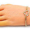 Pulsera Elegante 03.341.0178.08 Oro Laminado, Diseño de Corazón y Estrella, con Blanca Zirconia Cubica, Pulido, Tono Dorado (04 MM Thickness, 8 Inches Length)