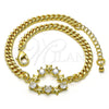 Pulsera Elegante 03.341.0178.08 Oro Laminado, Diseño de Corazón y Estrella, con Blanca Zirconia Cubica, Pulido, Tono Dorado (04 MM Thickness, 8 Inches Length)