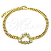 Pulsera Elegante 03.341.0178.08 Oro Laminado, Diseño de Corazón y Estrella, con Blanca Zirconia Cubica, Pulido, Tono Dorado (04 MM Thickness, 8 Inches Length)