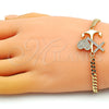 Pulsera Elegante 03.341.0180.08 Oro Laminado, Diseño de Ancla y Cruz, con Blanca Micro Pave, Pulido, Tono Dorado (04 MM Thickness, 8 Inches Length)