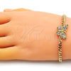 Pulsera Elegante 03.341.0181.08 Oro Laminado, Diseño de Mariposa, con Multicolor Micro Pave, Pulido, Tono Dorado (04 MM Thickness, 8 Inches Length)