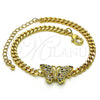 Pulsera Elegante 03.341.0181.08 Oro Laminado, Diseño de Mariposa, con Multicolor Micro Pave, Pulido, Tono Dorado (04 MM Thickness, 8 Inches Length)