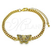 Pulsera Elegante 03.341.0181.08 Oro Laminado, Diseño de Mariposa, con Multicolor Micro Pave, Pulido, Tono Dorado (04 MM Thickness, 8 Inches Length)
