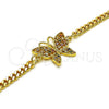 Pulsera Elegante 03.341.0182.08 Oro Laminado, Diseño de Mariposa, con Multicolor Micro Pave, Pulido, Tono Dorado (04 MM Thickness, 8 Inches Length)