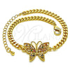 Pulsera Elegante 03.341.0182.08 Oro Laminado, Diseño de Mariposa, con Multicolor Micro Pave, Pulido, Tono Dorado (04 MM Thickness, 8 Inches Length)