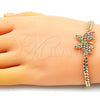 Pulsera Elegante 03.341.0182.1.08 Oro Laminado, Diseño de Mariposa, con Blanca Micro Pave, Pulido, Tono Dorado (04 MM Thickness, 8 Inches Length)