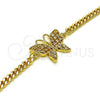 Pulsera Elegante 03.341.0182.1.08 Oro Laminado, Diseño de Mariposa, con Blanca Micro Pave, Pulido, Tono Dorado (04 MM Thickness, 8 Inches Length)