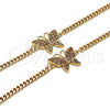 Pulsera Elegante 03.341.0182.1.08 Oro Laminado, Diseño de Mariposa, con Blanca Micro Pave, Pulido, Tono Dorado (04 MM Thickness, 8 Inches Length)