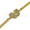 Pulsera Elegante 03.341.0185.08 Oro Laminado, Diseño de Mariposa, con Blanca Micro Pave, Pulido, Tono Dorado (04 MM Thickness, 8 Inches Length)
