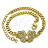 Pulsera Elegante 03.341.0185.08 Oro Laminado, Diseño de Mariposa, con Blanca Micro Pave, Pulido, Tono Dorado (04 MM Thickness, 8 Inches Length)