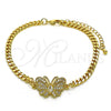 Pulsera Elegante 03.341.0185.08 Oro Laminado, Diseño de Mariposa, con Blanca Micro Pave, Pulido, Tono Dorado (04 MM Thickness, 8 Inches Length)