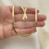 Gargantilla Basica 04.02.0012.18 Oro Laminado, Diseño de Herringbone, Pulido, Tono Dorado (03 MM Thickness, 18 Inches Length)