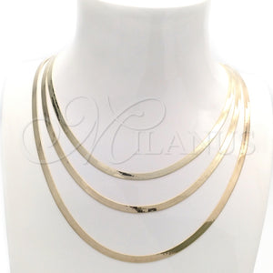 Gargantilla Basica 04.02.0012.18 Oro Laminado, Diseño de Herringbone, Pulido, Tono Dorado (03 MM Thickness, 18 Inches Length)