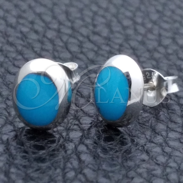 Arete Dormilona 02.399.0034 Plata Rodinada, con Perla Turquoise, Pulido, Tono Plateado