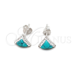 Arete Dormilona 02.399.0035 Plata Rodinada, con Zirconia Cubica Blanca y Perla Turquoise, Pulido, Tono Plateado