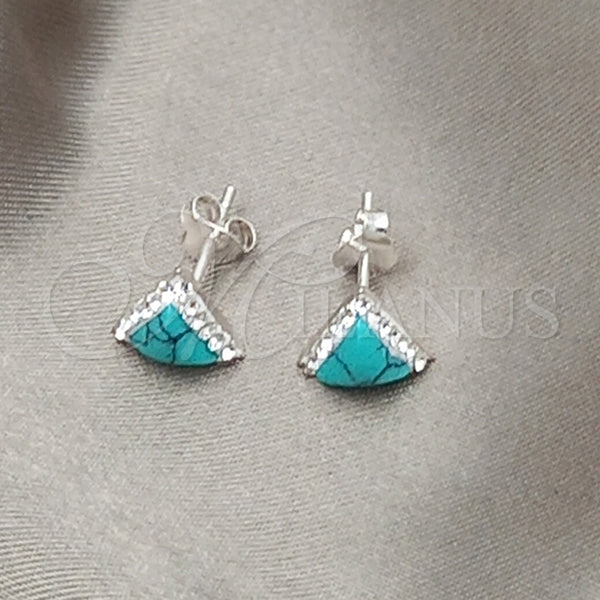 Arete Dormilona 02.399.0035 Plata Rodinada, con Zirconia Cubica Blanca y Perla Turquoise, Pulido, Tono Plateado