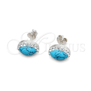 Arete Dormilona 02.399.0037 Plata Rodinada, con Zirconia Cubica Blanca y Perla Turquoise, Pulido, Tono Plateado